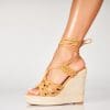 Sandale dama cu platforma Camel din Textil Ewalina