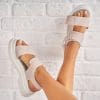 Sandale dama cu platforma Gri din Piele Ecologica Intoarsa Narie