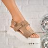 Sandale dama cu platforma Kaki din Piele Ecologica Intoarsa Narie