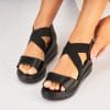 Sandale dama cu platforma Negre din Piele Ecologica Kahlena