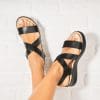 Sandale dama cu platforma Negre din Piele Ecologica Naksha
