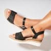 Sandale dama cu platforma Negre din Piele Ecologica Tracie