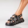 Sandale dama cu platforma Negre din Textil Salima