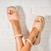 Sandale dama cu platforma Roz din Textil Reyden