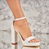 Sandale dama cu Toc Albe din Piele Ecologica Darbie