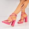 Sandale dama cu Toc Fucsia din Piele Ecologica Irenose