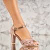 Sandale dama cu Toc Roz Auriu din Glitter Kaleis