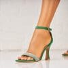 Sandale dama cu Toc Verzi din Piele Ecologica Intoarsa Irenose