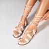 Sandale Gladiator din Piele Ecologica dama Albe Skyne