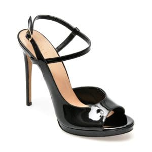 Sandale EPICA negre, 245G09, din piele naturala lacuita