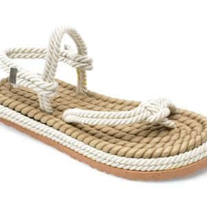 Sandale IMAGE albe, 2020, din material textil