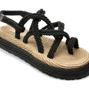 Sandale IMAGE negre, 20222, din material textil