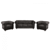 Set CHESTERFIELD 3-1-1, canapea extensibila 3 locuri si 2 fotolii fixe, negru