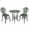 Set mobilier bistro, 3 piese, verde, aluminiu turnat