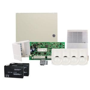 Sistem alarma antiefractie DSC KIT-ALARMA-1C-4D-1SE-2ACM-1TR, 2 partitii, 6-16 zone, 48 utilizatori