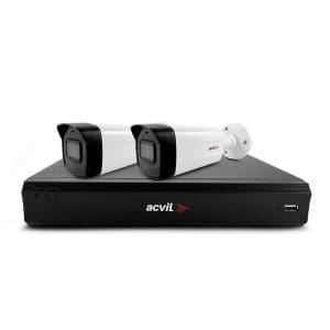 Sistem supraveghere exterior basic Acvil Pro ACV-B2EXT40-4K, 2 camere, 4K, IR 40 m, 2.8 mm, audio prin coaxial