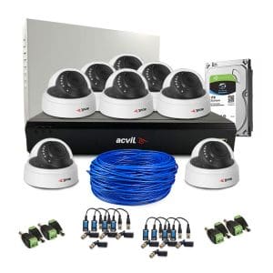 Sistem supraveghere interior complet Acvil Pro ACV-C8INT20-2MP, 8 camere, 2 MP, IR 20 m, 3.6 mm, audio prin coaxial