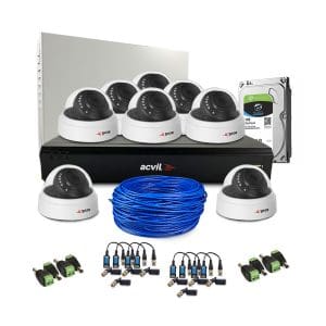 Sistem supraveghere interior complet Acvil Pro ACV-C8INT20-5MP, 8 camere, 5 MP, IR 20 m, 2.8 mm, audio prin coaxial