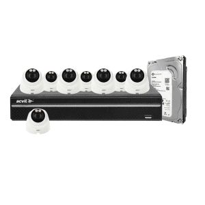 Sistem supraveghere IP basic Acvil ACV-M8EXT30-2M-A-IP, 8 camere, 2 MP, IR 30 m, 2.8 mm, microfon, slot card, 1 TB HDD