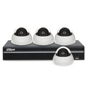 Sistem supraveghere IP exterior Dahua DH-IP-B4INT30M-2MP, 4 camere, 2 MP, IR 30 m, 2.8 mm, slot card, PoE