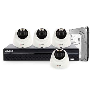 Sistem supraveghere IP interior Acvil Full Color ACV-FC-M4INT-2M-A-IP, 4 camere, 2 MP, lumina alba 30 m, 2.8 mm, slot card, microfon + HDD 1 TB