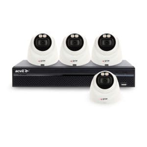 Sistem supraveghere IP interior Acvil Full Color ACV-FC-B4INT30-4M-A-IP, 4 camere, 4 MP, lumina alba 30 m, 2.8 mm, slot card, microfon