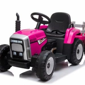 Tractoras electric Kinderauto BJ611 60W 12V cu remorca si telecomanda Red Rose