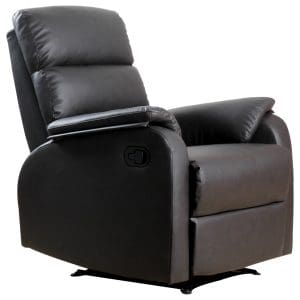 Homcom Fotoliu Relax Rabatabil Manual in Piele Sintetica, Maro, 75x92x99cm