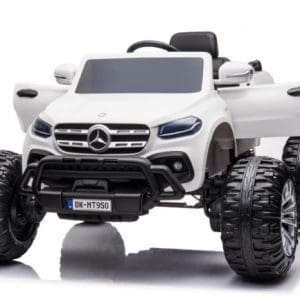 Masinuta electrica Mercedes X-Class Monster Truck 180W 4×4, roti moi, scaun tapitat, culoare Alba