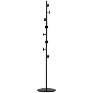 HOMCOM Cuier de Podea cu 8 Carlige, Cuier pentru Intrare si Dormitor din Otel cu Baza din Marmura, 35x35x170cm, Negru