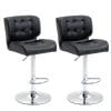 Set 2 Taburete de Bar Pivotante, imitatie de piele, cu Suport de picioare 50×55,5×93-114cm Negru HOMCOM | Aosom RO