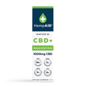 Ulei de cânepă cu 1000mg CBD, 500mg CBDA, 500mg CBGA, broad spectrum, natural, 10ml | HempAID