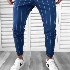 Pantaloni barbati casual albastri cu dungi 1003 SD A-2.2