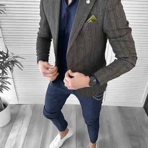 Sacou barbati slim fit maro 10118 E 257