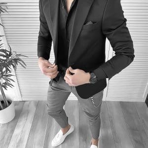 Sacou barbati slim fit negru 10128 E