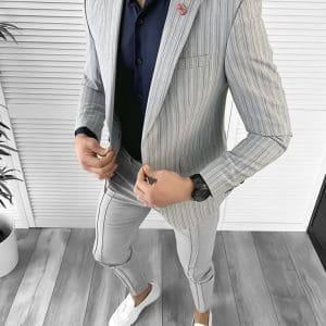 Sacou barbati slim fit gri 10207 E 50-5
