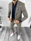 Costum barbati slim fit in carouri sacou + pantaloni 10268 16-1.1