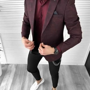 Sacou barbati slim fit grena 10326 E 46-2