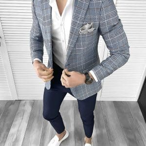 Sacou barbati slim fit in dungi 1041 E