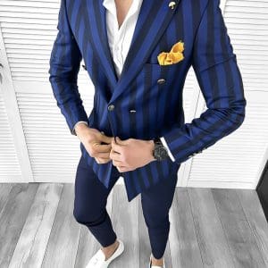 Sacou barbati slim fit in dungi 1046 E
