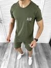 Trening barbati kaki pantaloni + tricou CU MIC DEFECT DEF201 D6-5.3.4