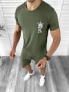 Trening barbati kaki pantaloni + tricou 11698 85-5