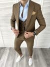 Costum barbati maro slim fit in sacou + pantaloni + vesta 11732 P18-5.3