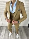 Costum barbati maro slim fit in sacou + pantaloni 11734 46-3.1