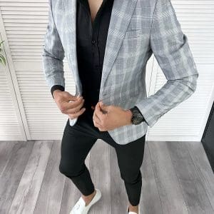 Sacou barbati slim fit in carouri 11987 D3-3.1