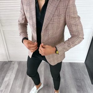 Sacou barbati slim fit in carouri 11981 D3-3.1