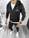 Trening barbati slim fit Pantaloni + Hanorac negru 12181 82-2.3 *