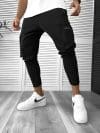 Pantaloni de trening negri conici 12351 P18-7