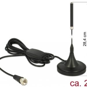 Antena DAB+ 21 dBi activ omnidirectional cu stand F Plug, Delock 12413