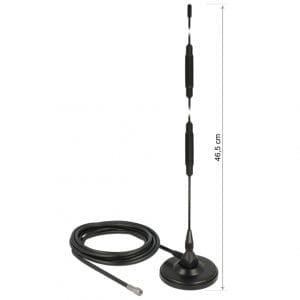 Antena fixa LTE SMA plug 7 dBi fixa omnidirectionala cu baza magentica RG-58 3m exterior Negru, Delock 12428